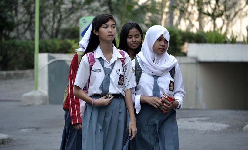 Bandung senior high school students get walking together.